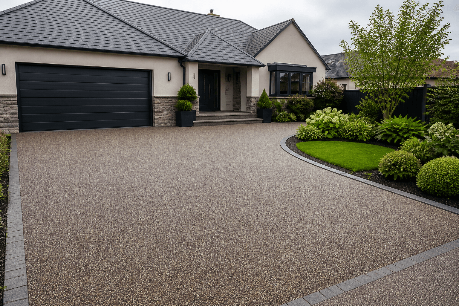Resin bound driveway with seamless aggregate finish